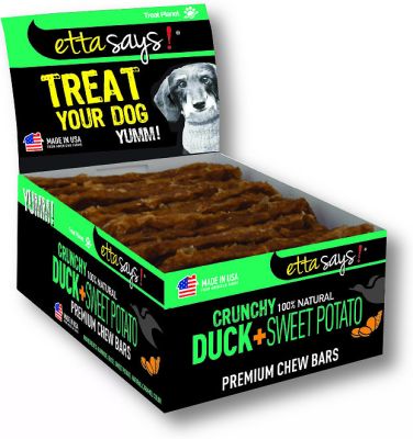 Etta Says! Crunchy Duck + Sweet Potato Chew Bars Dog Treats - 12 Count