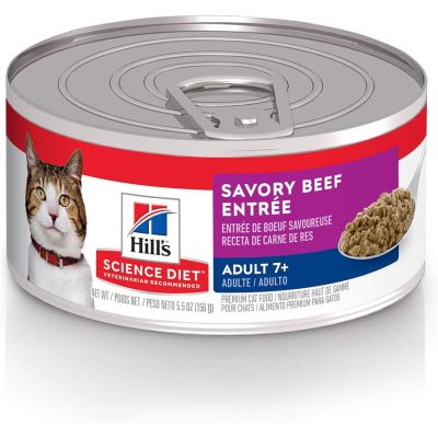 Hill's Science Diet Adult 7+ Savory Beef Entree Canned Cat Food - 24 x 5.5oz
