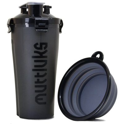Muttluks MuTTravel 2-in-1 Bottle with Collapsible Bowl - Grey