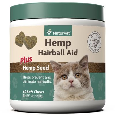 NaturVet Hemp Hairball Aid Soft Chews for Cats 60ct