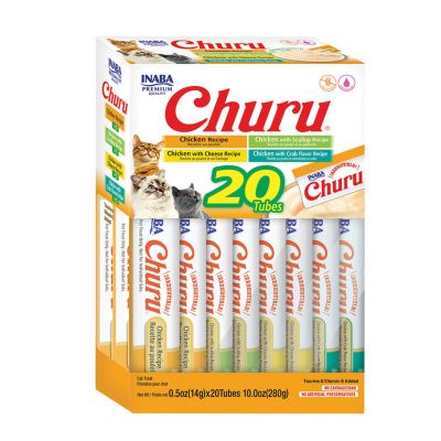 Inaba Churu Grain-Free Chicken Variety Pack Puree Lickable Cat Treats 20 Tubes