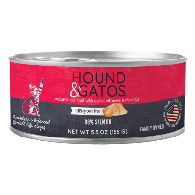 Hound & Gatos 98% Salmon Grain-Free Canned Cat Food 24x5.5oz