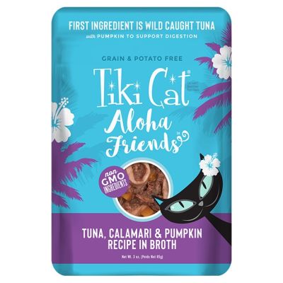 Tiki Cat Aloha Friends Tuna with Calamari & Pumpkin Cat Food Pouches 12x3oz