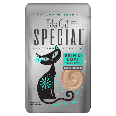 Tiki Cat Special Skin & Coat Salmon Recipe in Broth Cat Food Pouches - 12 x 2.8oz 