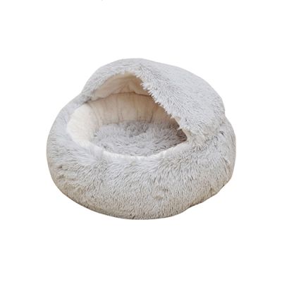 PetPals Modern Igloo Shag Fur Pet Bed with Hood