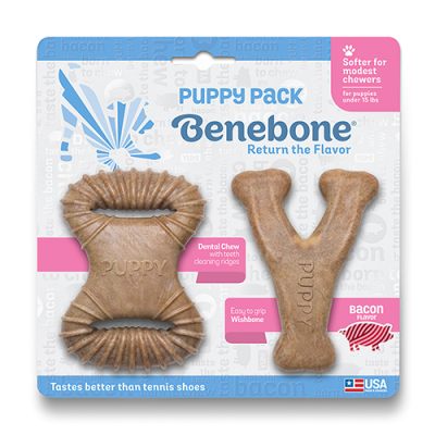 Benebone Puppy Pack Dental Chew & Wishbone Bacon Flavor Dog Chew - 2pk