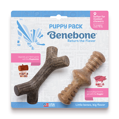 Benebone Puppy Maplestick & Zaggler Bacon Flavor Dog Chew - 2pk