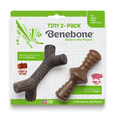 Benebone Tiny 2-Packs Maplestick & Zaggler Bacon Flavor Dog Chew 