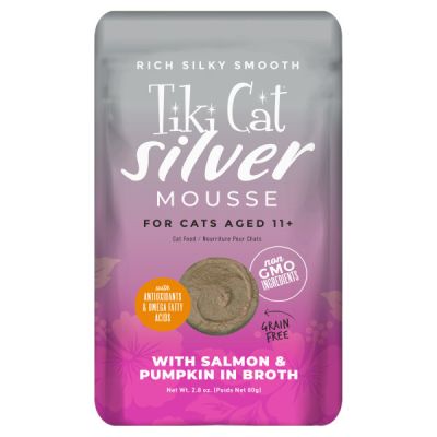 Tiki Cat Velvet Mousse Senior Salmon & Pumpkin Cat Food Pouches - 12x2.8oz