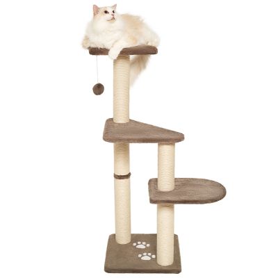 WAVF Four-levels Cat Tower with Two Paws Pattern & Dangling Ball