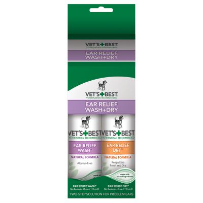 Vet's Best Ear Relief Wash & Dry For Dogs - 2pk