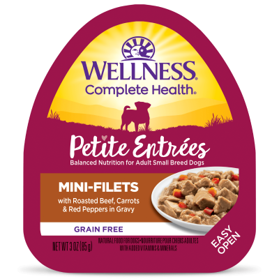 Wellness Petite Entrees Mini-Filets with Roasted Beef, Carrots & Red Peppers in Gravy Wet Dog Food 12x3oz