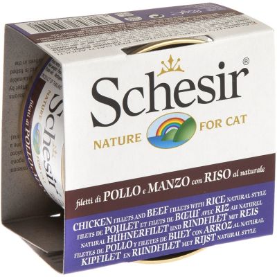Schesir Chicken, Beef Fillets and Rice Natural Style Canned Cat Food 14 x 3oz