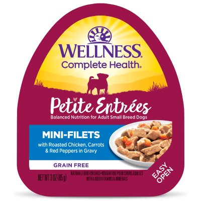 Wellness Petite Entrees Mini-Filets with Roasted Chicken, Carrots & Red Peppers in Gravy Wet Dog Food 12x3oz