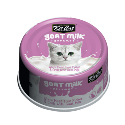 Kit Cat White Meat Tuna Flakes & Crab With Goat Milk Canned Cat Food - 24x70g