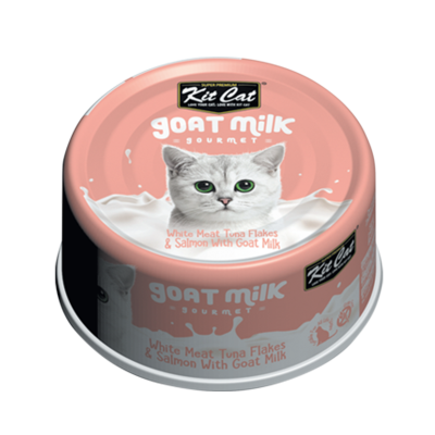 Kit Cat White Meat Tuna Flakes & Salmon With Goat Milk Canned Cat Food - 24x70g