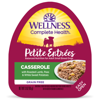 Wellness Petite Entrees Casserole with Roasted Lamb, Peas & White Sweet Potatos Wet Dog Food 12x3oz
