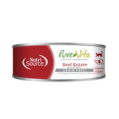 NutriSource PureVita Limited Ingredient Beef Entree Grain Free Canned Cat Food - 12 x 5.5oz