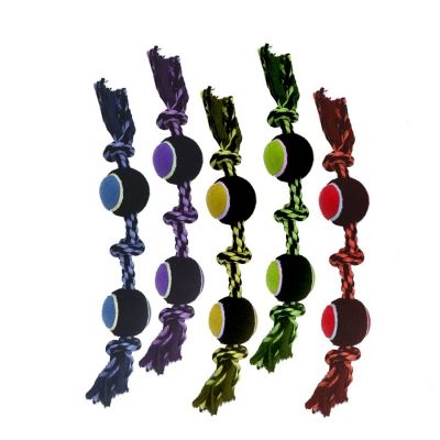 Multipet's Nuts for Knots 3-Knot Rope with 2 Tennis Balls Rope Dog Toy