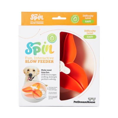PetDreamHouse SPIN Interactive Slow Feeder Pet Bowl For Cats & Dogs - Bougainvillea - Easy Level