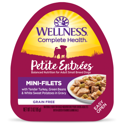 Wellness Petite Entrees Mini-Filets with Tender Turkey, Green Beans & White Sweet Potatoes in Gravy Wet Dog Food 12x3oz