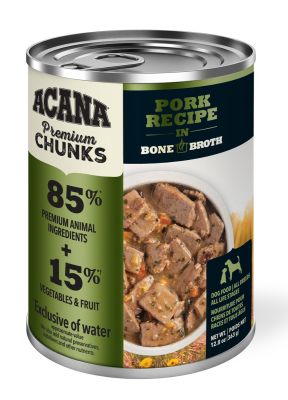 Acana Premium Chunks Pork Recipe With Bone Broth Canned Dog Food - 12x12.8oz