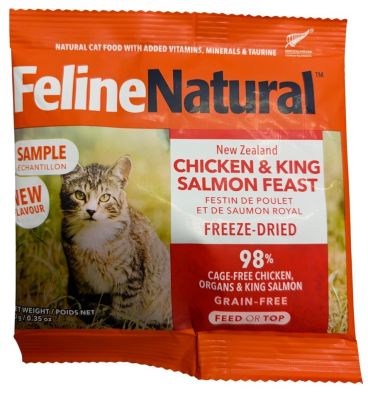 Feline Natural Chicken & King Salmon Feast Raw Freeze-Dried Cat Food - Sample