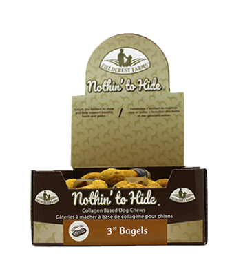 Fieldcrest Farms Nothin' to Hide Peanut Butter Bagel 3" Dog Chew In Bulk- 24ct