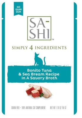 SA-SHI Grain-Free Bonito Tuna & Sea Bream in Broth Supplemental Cat Food Pouches 8x1.76oz