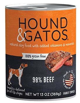 Hound & Gatos 98% Beef Grain-Free Canned Dog Food 12x13oz