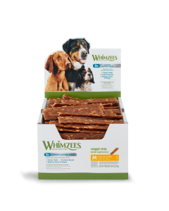 Whimzees Veggie Strip Dental Dog Treats in Bulk Case - Medium 75 ct