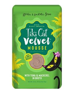 Tiki Cat Velvet Mousse Tuna & Mackerel Cat Food Pouches 12x2.8oz