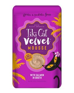 Tiki Cat Velvet Mousse Wild Salmon Cat Food Pouches 12x2.8oz