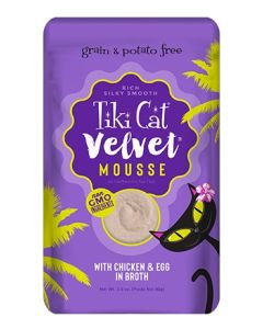 Tiki Cat Velvet Mousse Chicken and Egg Cat Food Pouches 12x2.8oz