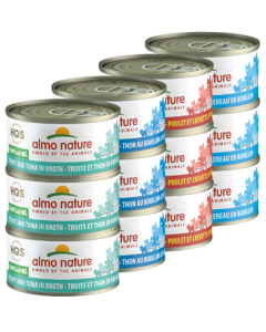 Almo Nature Natural Rotational Pack Tuna, Mackerel, Chicken & Shrimp Canned Cat Food - 24x2.5oz