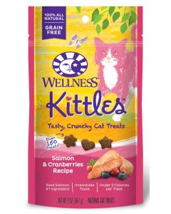 Wellness Kittles Grain-Free Salmon & Cranberries Recipe Crunchy Cat Treats 14x2oz