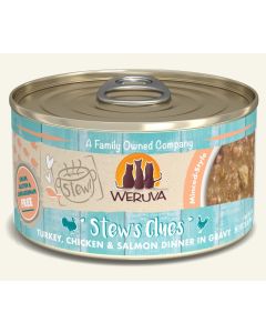 Weruva STEW Stew's Clues Turkey, Chicken & Salmon Dinner in Gravy Canned Cat Food