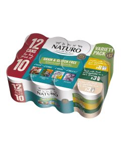 Naturo Grain Free Variety Cans in Gravy Wet Dog Food - 12x390g