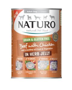 Naturo Grain Free Beef with Chicken in Herb Jelly Wet Dog Food - 12x390g