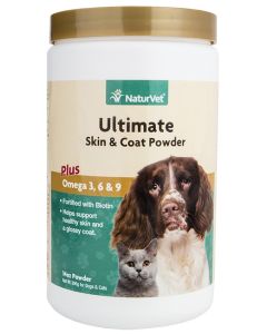 NaturVet Ultimate Skin & Coat Powder Plus Omega 3, 6 & 9 for Dog & Cat - 14oz