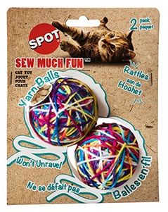 SPOT Sew Much Fun Yarn Ball Cat Toy 2.5" - 2 Pcs