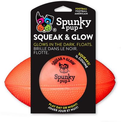 Spunky Pup Squeak & Glow Football Dog Toy 