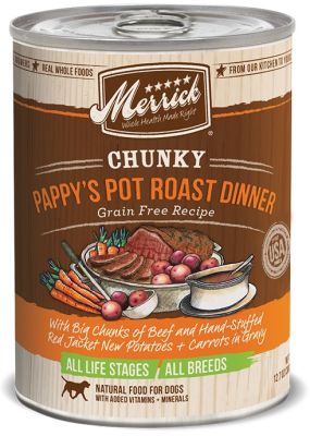 Merrick Chunky Grain-Free Pappy's Pot Roast Dinner Canned Dog Food 12x12.7oz