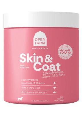 Open Farm Skin & Coat Supplement Soft Chews Dog Treats-90 ct 