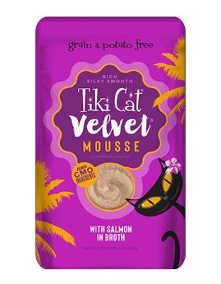 Tiki Cat Velvet Mousse Wild Salmon Cat Food Pouches 12x2.8oz