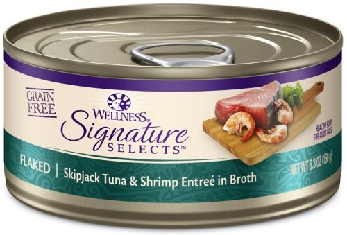 Wellness Signature Selects Grain Free Flaked Skipjack Tuna & Shrimp Entree Canned Cat Food