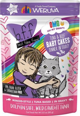 Weruva BFF Tuna & Beef Baby Cakes Recipe In Gravy Cat Food Pouches - BB Date: March 22 2024