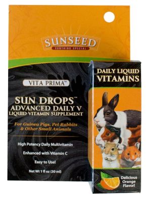 SUNSEED Vita Prima Sun Drops Advanced Daily V Liquid Vitamin Supplement for Guinea Pig, Pet Rabbit & Other Small Animal - 30ml