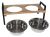 Goo-eez Mango Wood and Metal Double Feeder with Stainless Steel Bowls