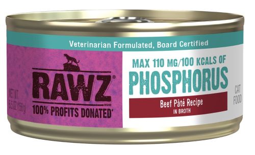 RAWZ Lower Phosphorus Beef Pate Canned Cat Food 24 x 5.5 oz